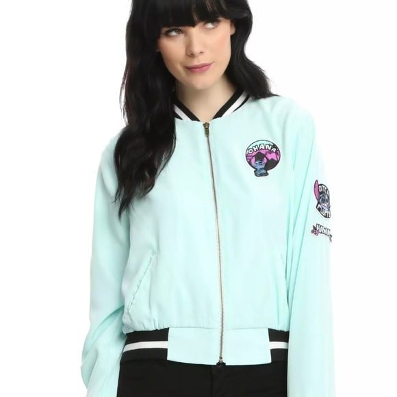 Disney Jackets & Blazers - Disney Lilo & Stitch Patched Girls Satin Souvenir Jacket💙🤍